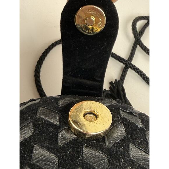La Regale Black Velour Round Evening Mini Bag Purse Clutch Bag - Picture 5 of 10